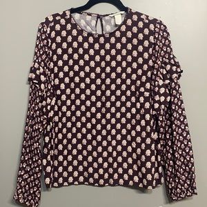 H&M 10 purple floral long sleeve